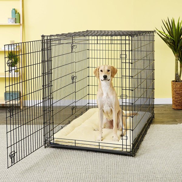 Show full view: MidWest Quiet Time Fleece Reversible Dog Crate Mat, Blue Paw Print, 54-in slide 4 of 7