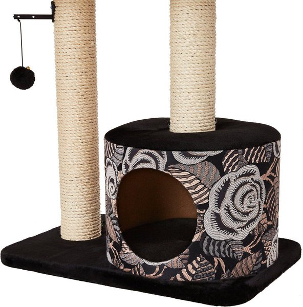 Show full view: MidWest Feline Nuvo Tower 50.5-in Faux Fur Cat Tree & Condo, Black Floral slide 3 of 9