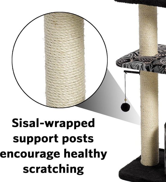 Show full view: MidWest Feline Nuvo Tower 50.5-in Faux Fur Cat Tree & Condo, Black Floral slide 8 of 9