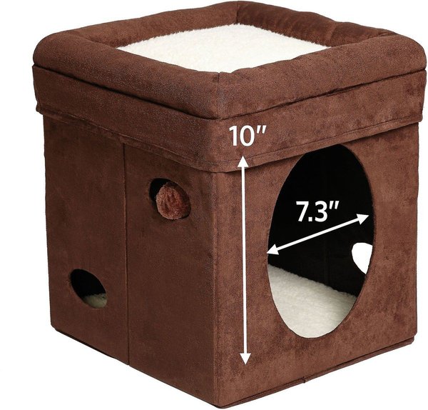 Show full view: MidWest Curious Cube Cat Condo, Brown Suede slide 3 of 7