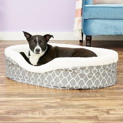 MidWest QuietTime Defender Orthopedic Bolster Cat & Dog Bed with Removable Cover, Gray, 35-in