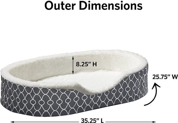Show full view: MidWest QuietTime Defender Orthopedic Bolster Cat & Dog Bed with Removable Cover, Gray, 35-in slide 5 of 9