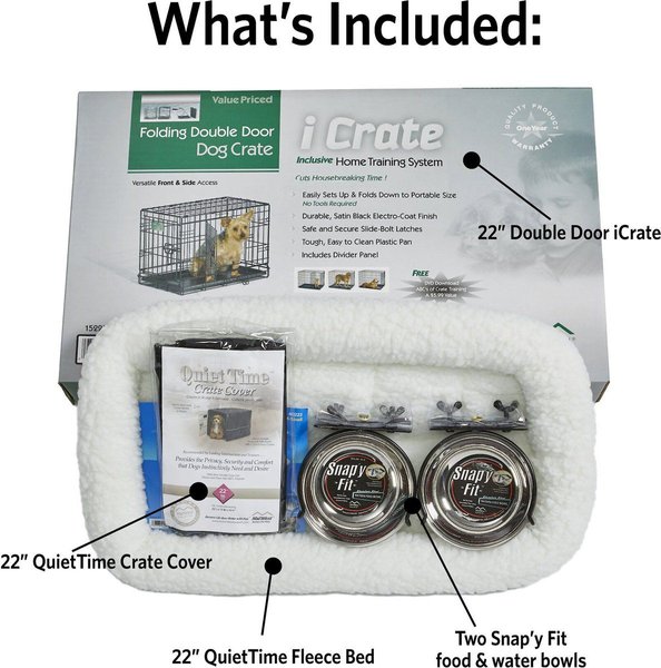 Show full view: MidWest iCrate Double Door Collapsible Wire Dog Crate Kit, Black, 22-in slide 6 of 9