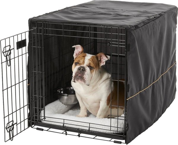 Show full view: MidWest iCrate Double Door Collapsible Wire Dog Crate Kit, Black, 36-in slide 4 of 9
