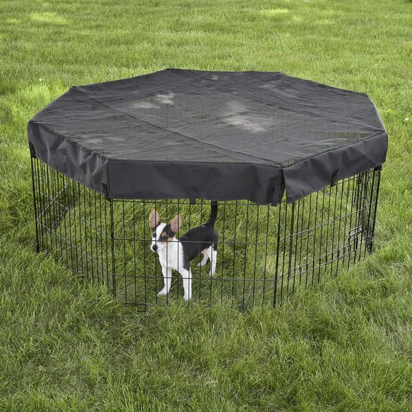 Show full view: MidWest Exercise Pen Top Fabric Mesh Sunscreen Accessory, Octagonal Configuration, Black slide 3 of 8