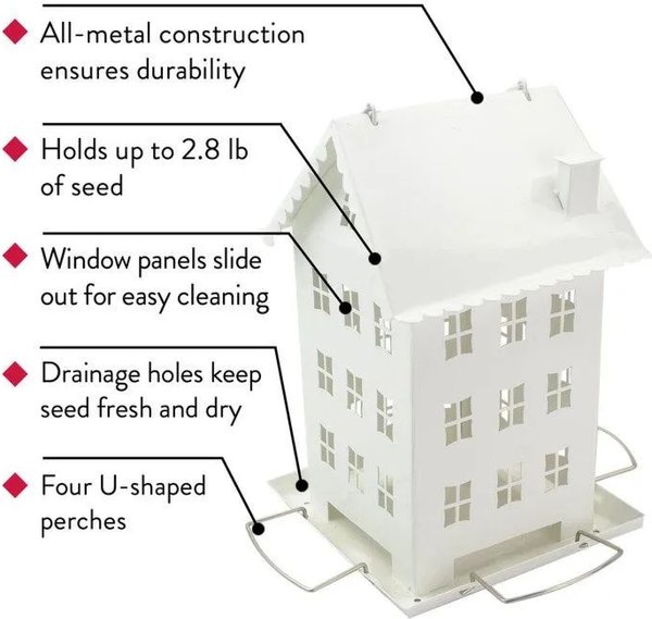 Show full view: Perky Pet White Farmhouse Seed Wild Bird Feeder slide 3 of 3