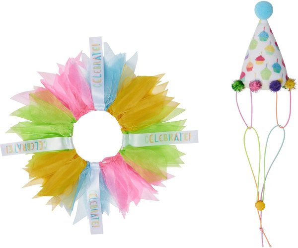 Show full view: Frisco Cupcake Party Hat and Ruffle Collar Cat Birthday Costume, One Size slide 3 of 8