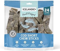Icelandic+ Short Chew Sticks Cod Skin Dog Treats, 5-in, 24 count