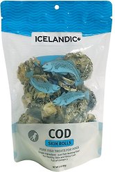 Icelandic+ Skin Rolls Cod Skin Dog Treats, 3.0-oz bag