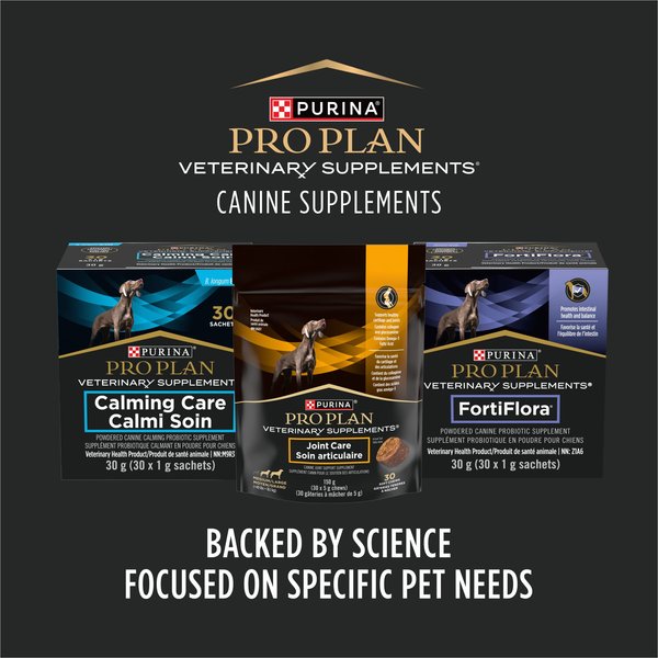 Show full view: Purina Pro Plan Veterinary Supplements Joint Care Canine Joint Support Supplement for Medium & Large Dogs, 150-g pouch slide 6 of 9
