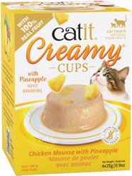 Catit Creamy Cups Chicken Mousse with Pineapple Lickable Cat Treats, 25-g cup, 4 count