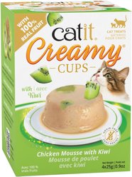 Catit Creamy Cups Chicken Mousse with Kiwi Lickable Cat Treats, 25-g cup, 4 count