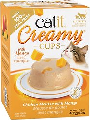 Catit Creamy Cups Chicken Mousse with Mango Lickable Cat Treats, 25-g cup, 4 count