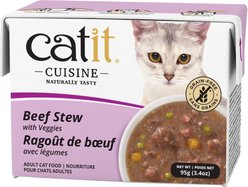 Catit Cuisine Beef Stew with Vegetables Wet Cat Food, 95-g pouch