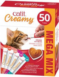 Catit Creamy Mega Mix Multipack Lickable Cat Treats, 50 count