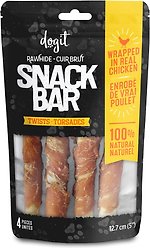 Dogit Snack Bar Rawhide Chicken-Wrapped Twists Dog Treats, 12.7-cm, 4 count