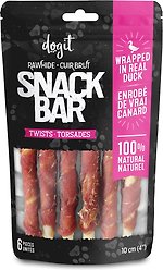 Dogit Snack Bar Rawhide Duck-Wrapped Twists Dog Treats, 10-cm, 6 count