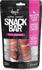 Dogit Snack Bar Rawhide Duck-Wrapped Rolls Dog Treats, 15.2-cm, 2 count