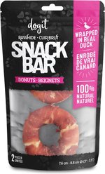 Dogit Snack Bar Rawhide Duck-Wrapped Donut Dog Treat, Small, 2 count