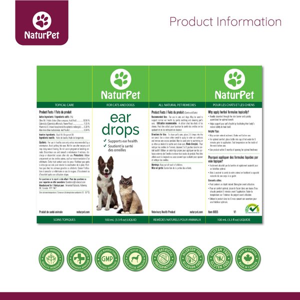Show full view: NaturPet Ear Drops for Dogs & Cats, 100-mL bottle slide 5 of 7