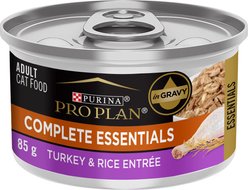 Purina Pro Plan Complete Essentials Turkey & Rice Entree Wet Cat Food, 85-g can, case of 24