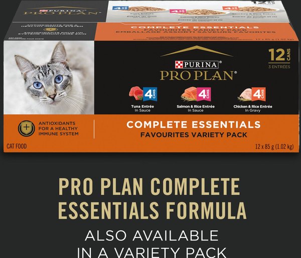 Show full view: Purina Pro Plan Complete Essentials Turkey & Rice Entree Wet Cat Food, 85-g can, case of 24 slide 6 of 9