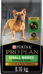 Purina Pro Plan Small Breed Shredded Blend Chicken & Rice Dry Dog Food, 8.16-kg bag