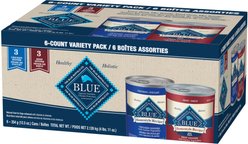 Blue Buffalo Homestyle Recipe Adult Chicken & Beef Pate Variety Pack Whole Grain Wet Dog Food, 12.5-oz can, case of 6