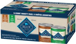 Blue Buffalo Homestyle Recipe Adult Lamb & Turkey Variety Pack Wet Dog Food, 12.5-oz can, case of 6