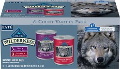 Blue Buffalo Wilderness Adult High Protein Grain-Free Beef, Chicken & Salmon, & Chicken Variety Food Wet Dog Food, 12.5-oz can, case of 6