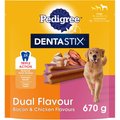 Pedigree Dentastix Oral Care Dual Flavour Bacon & Chicken Flavours Large Breed Dog Treats, 670-g pouch