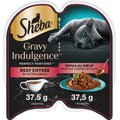 Sheba Gravy Indulgence Beef Entree in Extra Gravy Grain-Free Adult Wet Cat Food, 75-g tray, case of 24