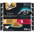 Sheba Gravy Indulgence Chicken & Beef in Extra Gravy Variety Pack Grain-Free Adult Wet Cat Food, 75-g tray, case of 12