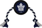 Pets First NHL Hockey Puck Rope Dog Toy, Toronto Maple Leafs
