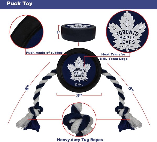 Show full view: Pets First NHL Hockey Puck Rope Dog Toy, Toronto Maple Leafs slide 3 of 3