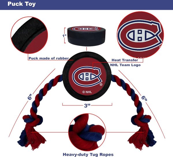 Show full view: Pets First NHL Hockey Puck Rope Dog Toy, Montreal Canadiens slide 3 of 3