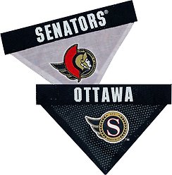 Pets First NHL Hockey Dog & Cat Reversible Bandana, Ottawa Senators, Large/X-Large