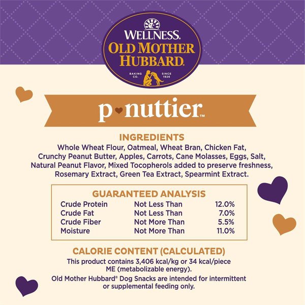 Show full view: Old Mother Hubbard by Wellness Classic P-Nuttier Natural Small Oven-Baked Biscuits Dog Treats, 567-g bag slide 6 of 9