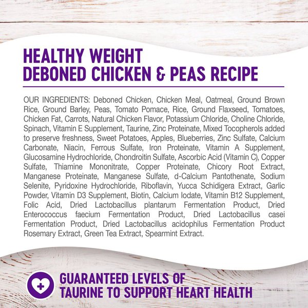 Show full view: Wellness Complete Health Healthy Weight Deboned Chicken & Peas Recipe Dry Dog Food, 10.9-kg bag slide 6 of 9