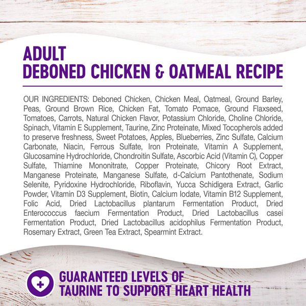 Show full view: Wellness Complete Health Adult Deboned Chicken & Oatmeal Recipe Dry Dog Food, 11.8-kg bag slide 6 of 9