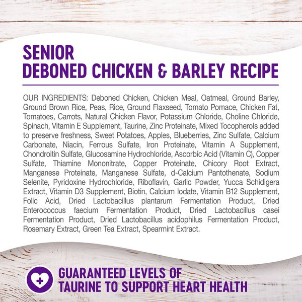 Show full view: Wellness Complete Health Senior Deboned Chicken & Barley Recipe Dry Dog Food, 11.8-kg bag slide 6 of 9