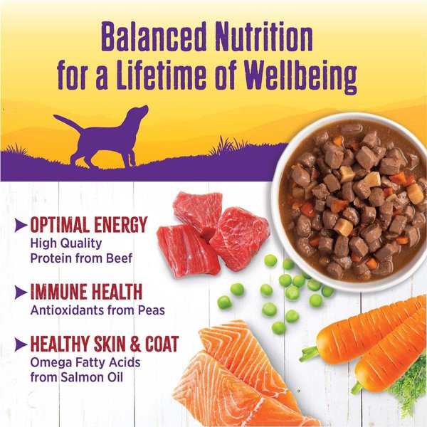Show full view: Wellness Thick & Chunky Beef Stew with Carrots & Potatoes Grain-Free Canned Dog Food, 354-g can, case of 12 slide 5 of 9