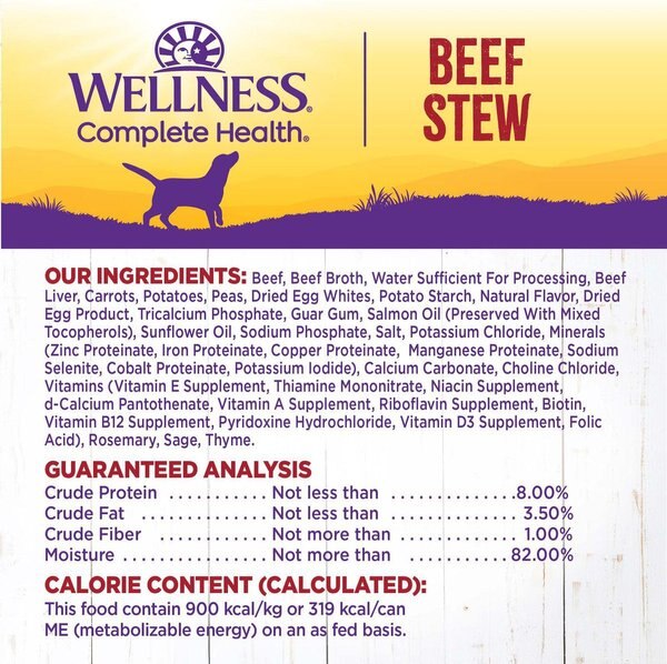 Show full view: Wellness Thick & Chunky Beef Stew with Carrots & Potatoes Grain-Free Canned Dog Food, 354-g can, case of 12 slide 7 of 9