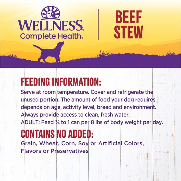 Show full view: Wellness Thick & Chunky Beef Stew with Carrots & Potatoes Grain-Free Canned Dog Food, 354-g can, case of 12 slide 8 of 9