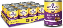 Wellness Thick & Chunky Chicken Stew with Peas & Carrots Grain-Free Natural Canned Dog Food, 354-g, case of 12