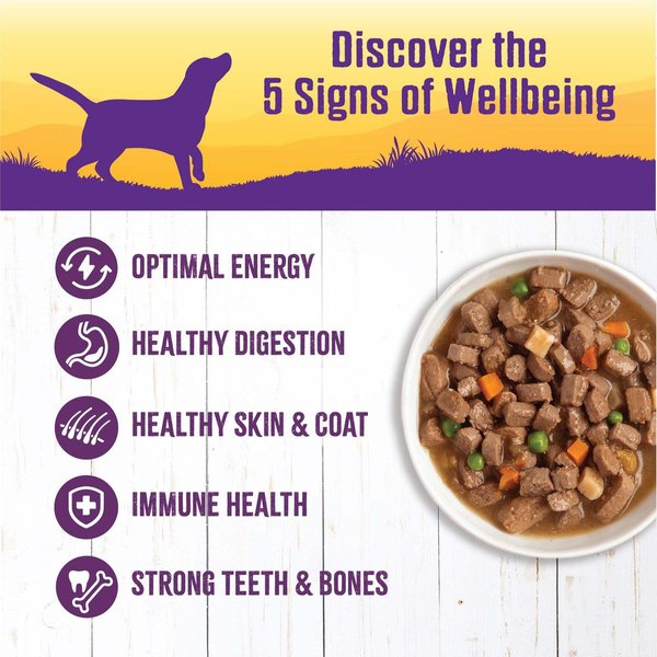 Show full view: Wellness Thick & Chunky Chicken Stew with Peas & Carrots Grain-Free Natural Canned Dog Food, 354-g, case of 12 slide 4 of 9