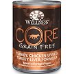 Show in main carousel: Wellness CORE Grain-Free Turkey, Chicken Liver & Turkey Liver Formula Canned Dog Food, 354-g can, case of 12 slide 1 of 8