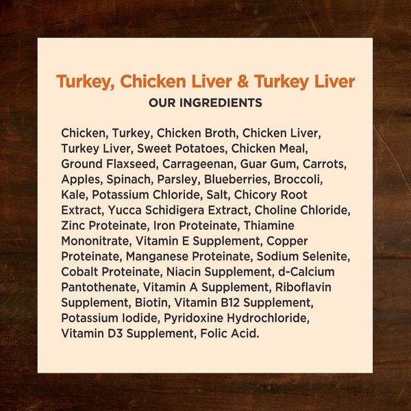 Show full view: Wellness CORE Grain-Free Turkey, Chicken Liver & Turkey Liver Formula Canned Dog Food, 354-g can, case of 12 slide 4 of 8