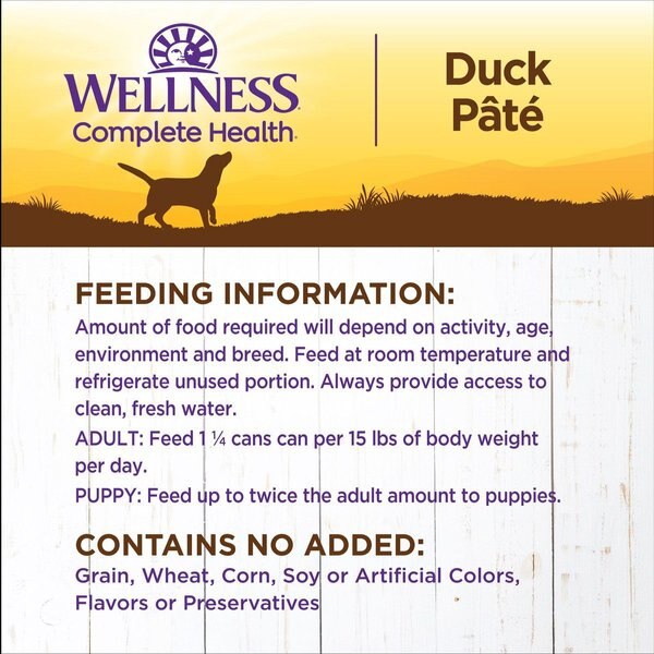 Show full view: Wellness Complete Health Duck & Sweet Potato Formula Canned Dog Food, 354-g can, case of 12 slide 6 of 8