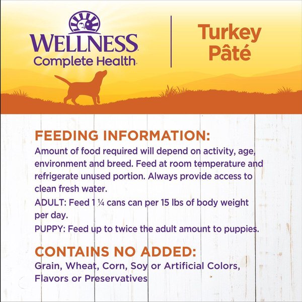 Show full view: Wellness Complete Health Turkey & Sweet Potato Formula Canned Dog Food, 354-g can, case of 12 slide 6 of 8